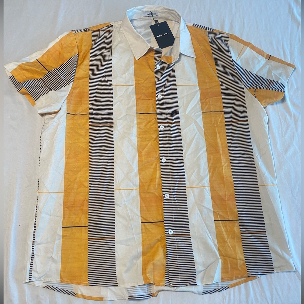 Hawalili 3XL Men’s Short Sleeve All over Pattern Shirt